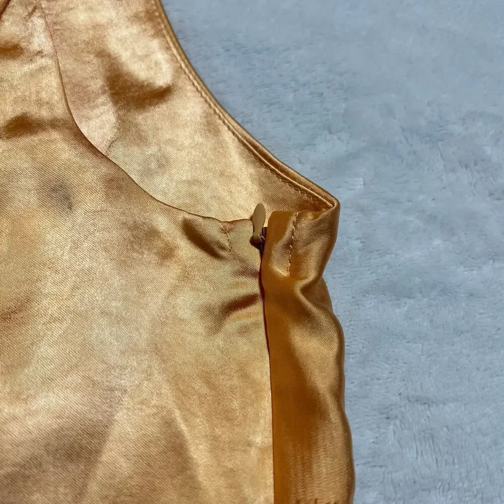 NEW Lulus Incredible Love Light Orange Satin Cowl Back Midi Slip Dress Size L